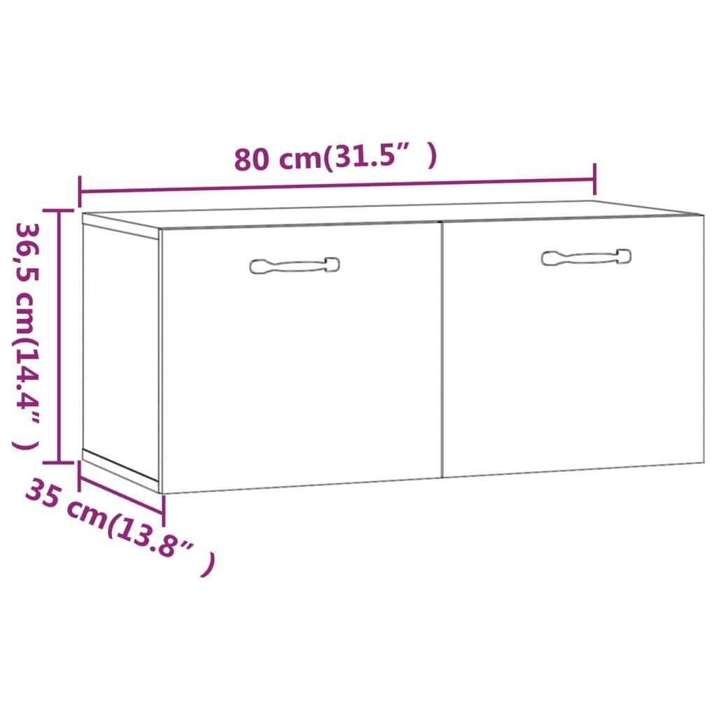 vidaXL Seinäkaappi ruskea tammi 80x35x36,5 cm tekninen puu hinta ja tiedot | Olohuoneen kaapit ja lipastot | hobbyhall.fi