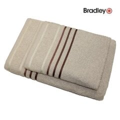 Bradley Froteepyyhe, 70 x 140 cm, raidallinen reunus, beige, 3 kpl hinta ja tiedot | Pyyhkeet | hobbyhall.fi