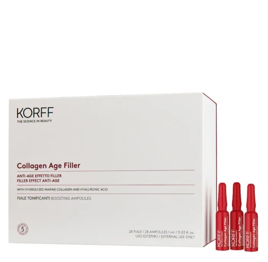 Kasvoampullit merikollageenilla ja hyaluronihapolla Korff Collagen Age Filler, 28 kpl. hinta ja tiedot | Kasvoöljyt ja seerumit | hobbyhall.fi