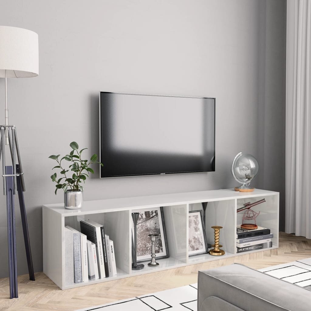 vidaXL Kirjahylly/TV-taso korkeakiilto valkoinen 143x30x36 cm hinta ja tiedot | TV-tasot | hobbyhall.fi