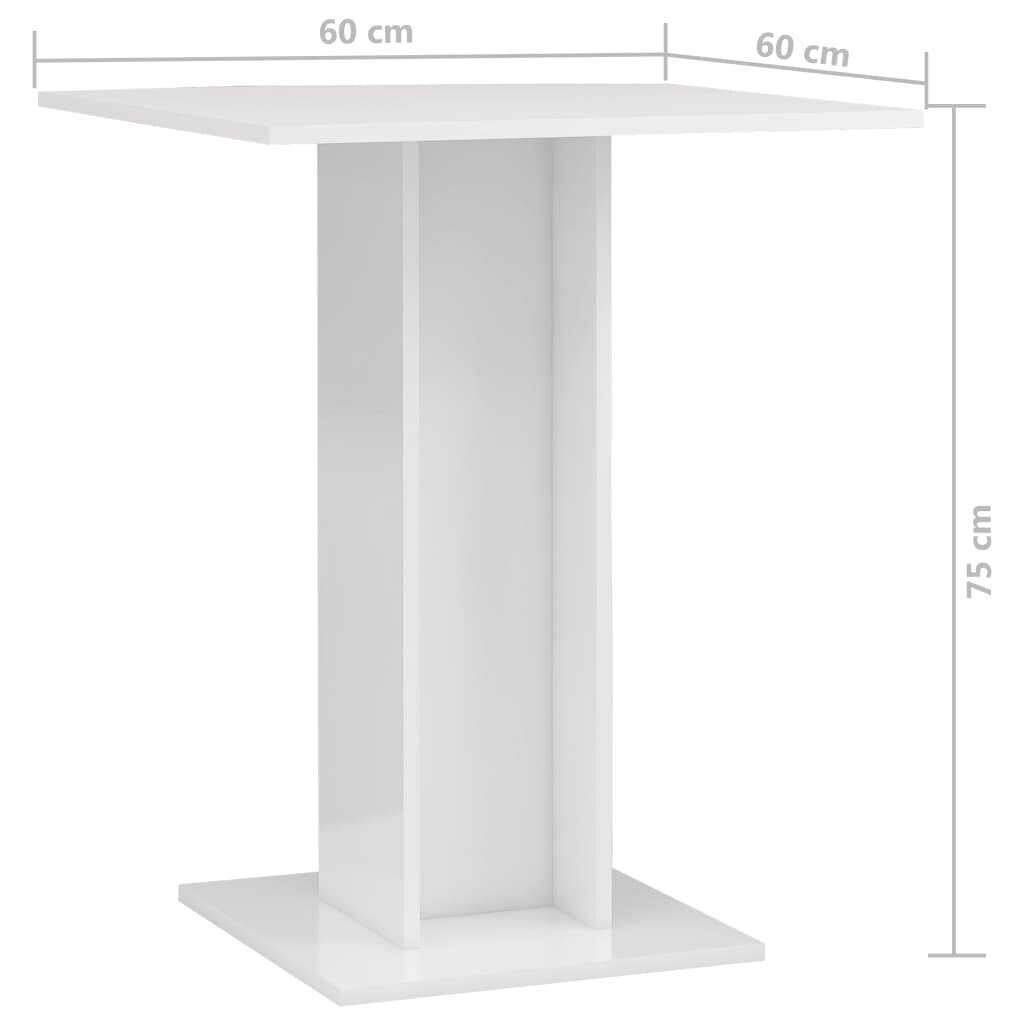 vidaXL Bistropöytä korkeakiilto valkoinen 60x60x75 cm lastulevy hinta ja tiedot | Ruokapöydät | hobbyhall.fi