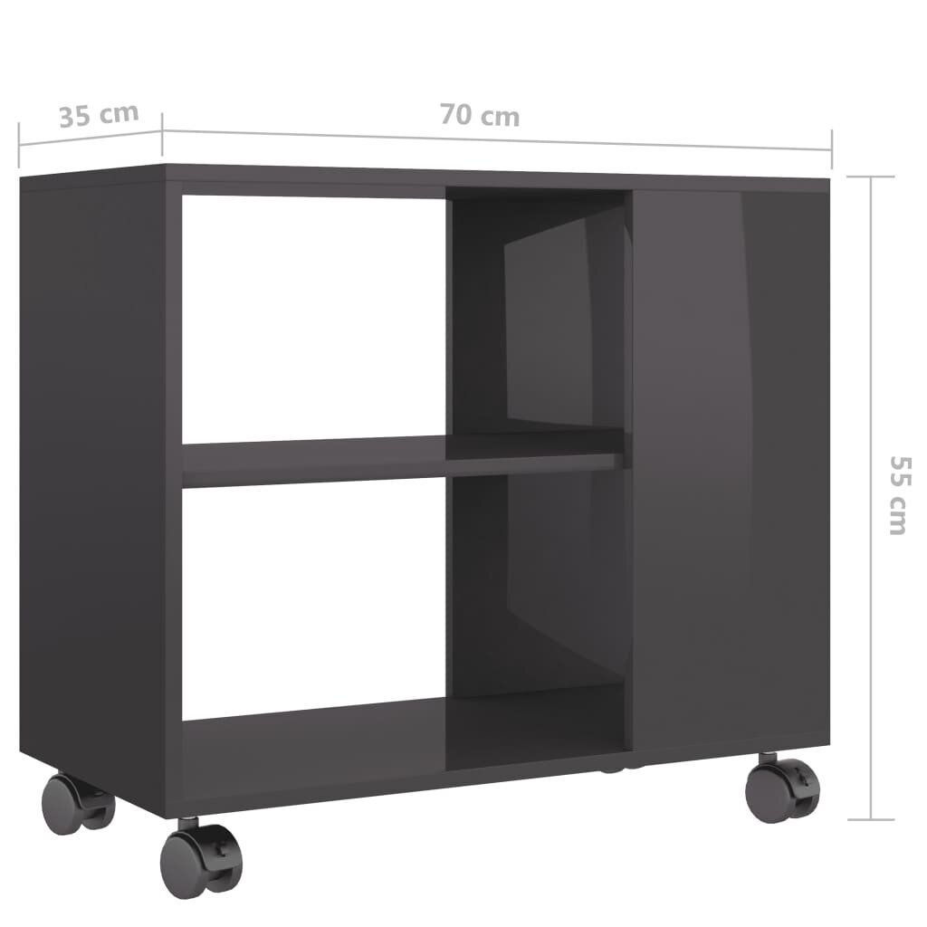 vidaXL Sivupöytä korkeakiilto harmaa 70x35x55 cm tekninen puu hinta ja tiedot | Sohvapöydät | hobbyhall.fi