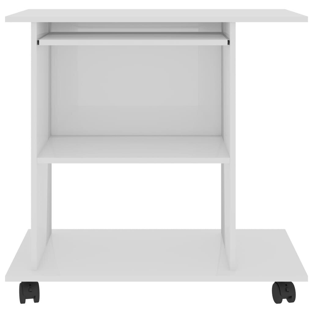 vidaXL Tietokonepöytä korkeakiilto valkoinen 80x50x75 cm lastulevy hinta ja tiedot | Tietokonepöydät ja työpöydät | hobbyhall.fi