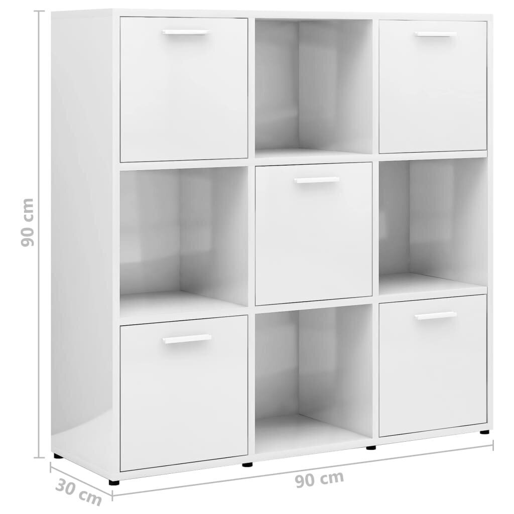 vidaXL Kirjahylly korkeakiilto valkoinen 90x30x90 cm lastulevy hinta ja tiedot | Hyllyt | hobbyhall.fi