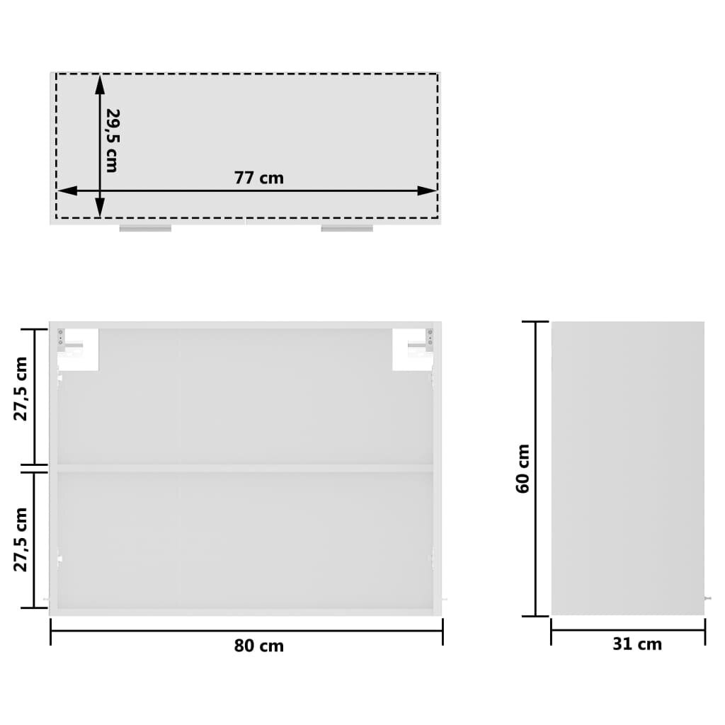 vidaXL Seinäkaappi lasilla valkoinen 80x31x60 cm lastulevy hinta ja tiedot | Keittiön kaapit | hobbyhall.fi