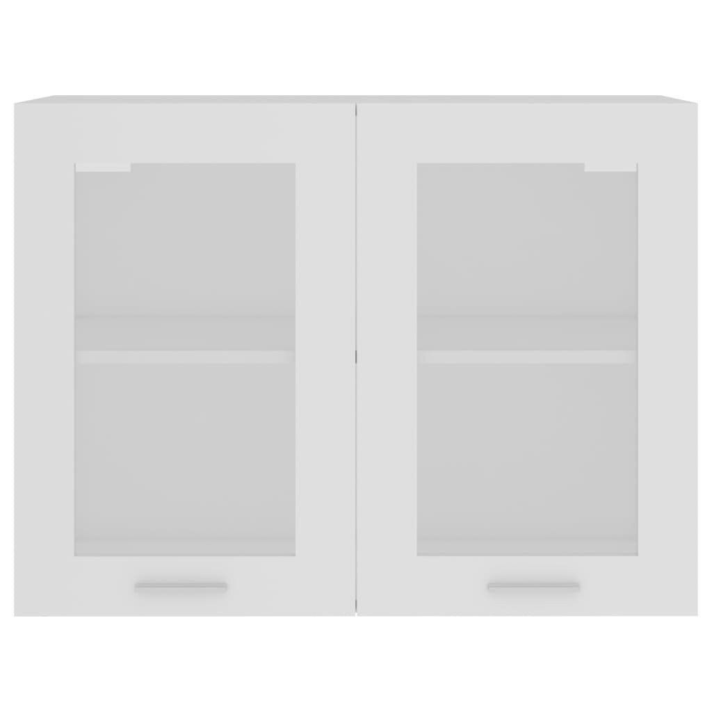 vidaXL Seinäkaappi lasilla valkoinen 80x31x60 cm lastulevy hinta ja tiedot | Keittiön kaapit | hobbyhall.fi