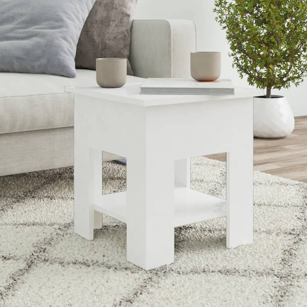 vidaXL Sohvapöytä korkeakiilto valkoinen 40x40x42 cm tekninen puu hinta ja tiedot | Sohvapöydät | hobbyhall.fi