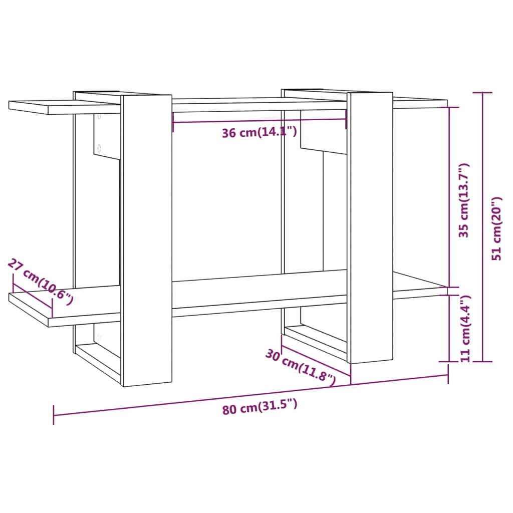 vidaXL Kirjahylly/tilanjakaja korkeakiilto valkoinen 80x30x51 cm hinta ja tiedot | Hyllyt | hobbyhall.fi