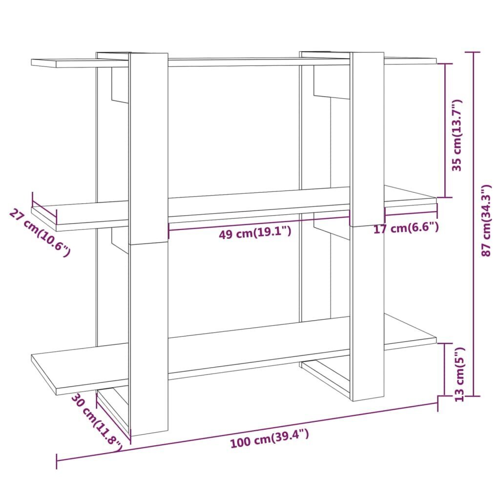 vidaXL Kirjahylly/tilanjakaja musta 100x30x87 cm hinta ja tiedot | Hyllyt | hobbyhall.fi