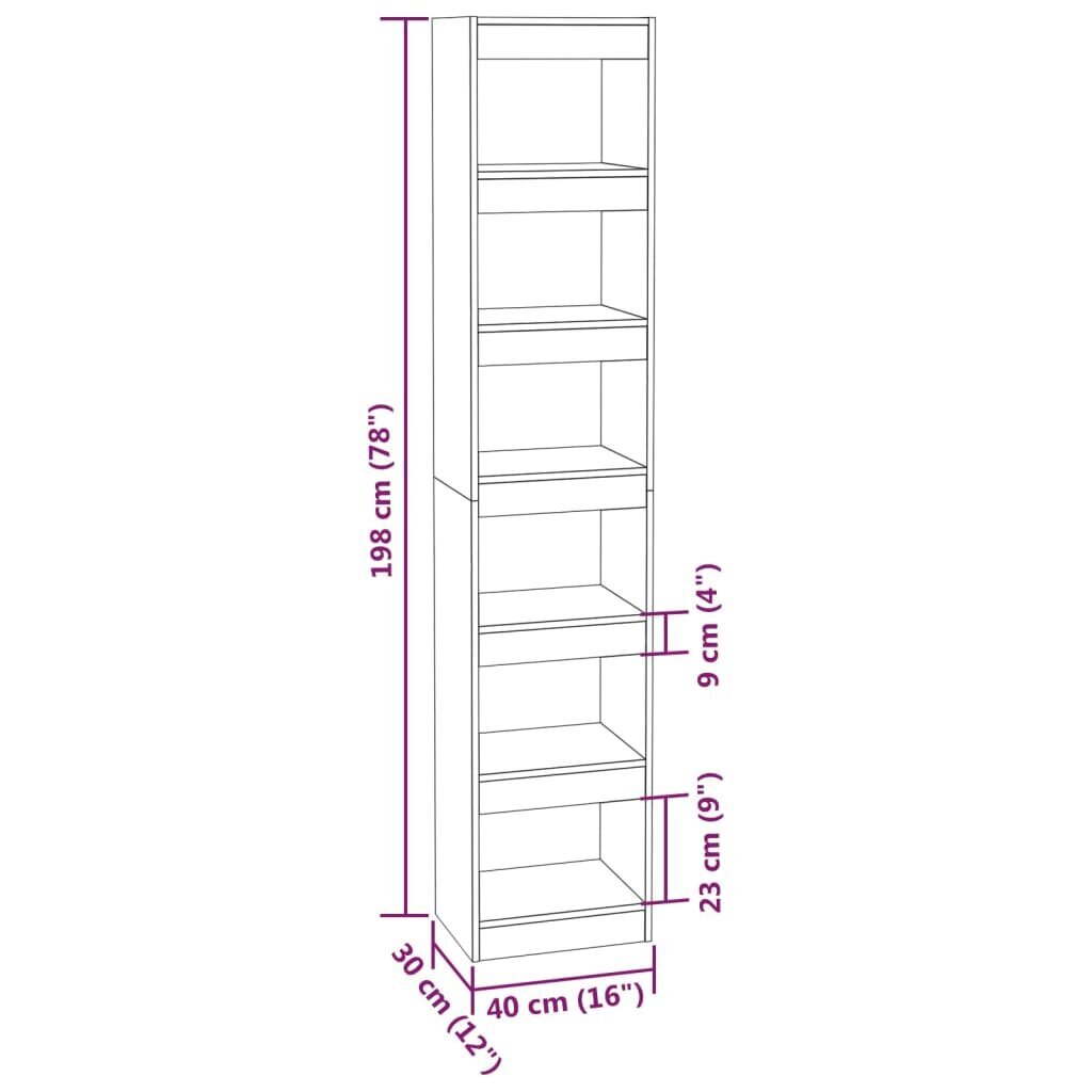 vidaXL Kirjahylly/tilanjakaja ruskea tammi 40x30x198 cm hinta ja tiedot | Hyllyt | hobbyhall.fi