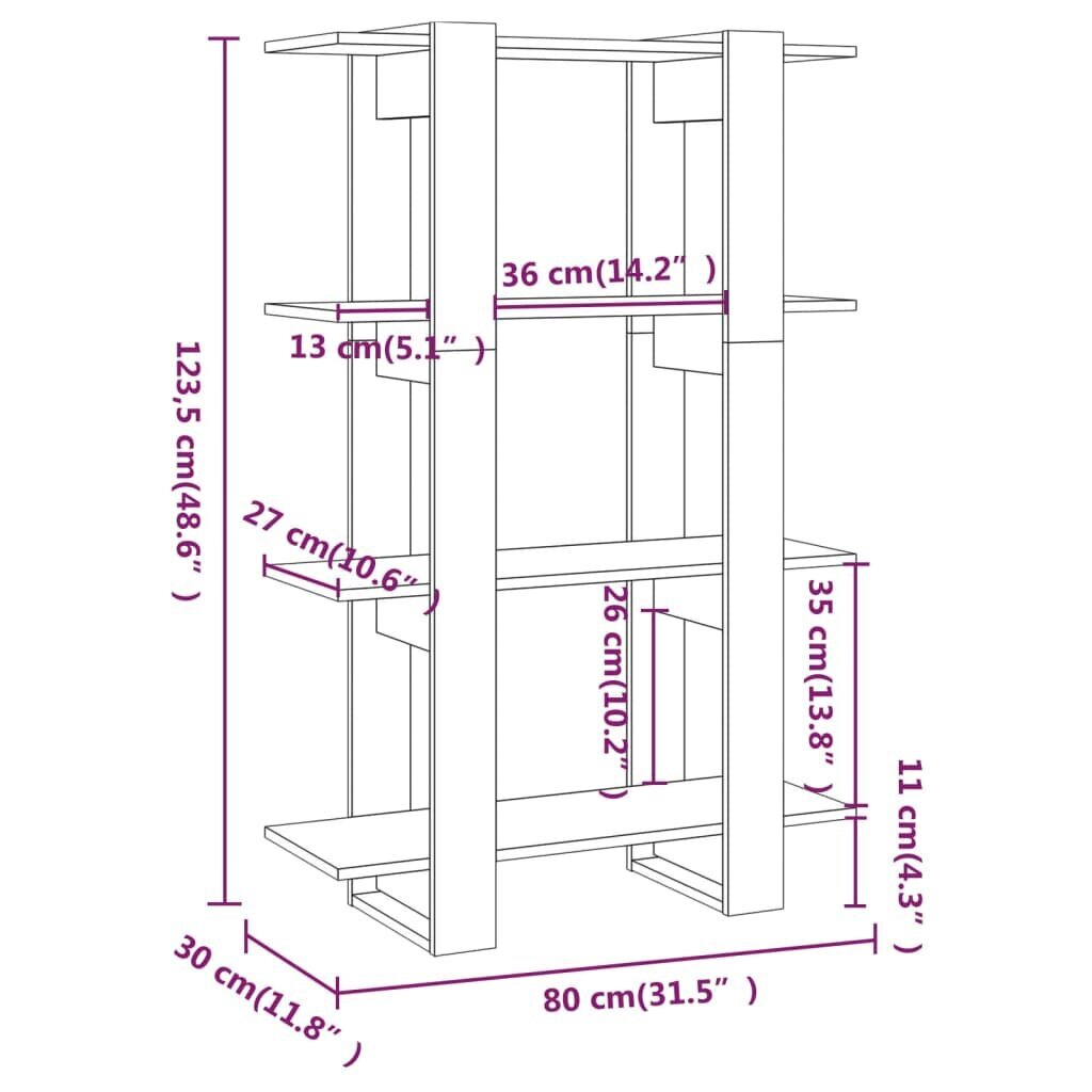 vidaXL Kirjahylly/tilanjakaja betoninharmaa 80x30x123,5 cm hinta ja tiedot | Hyllyt | hobbyhall.fi