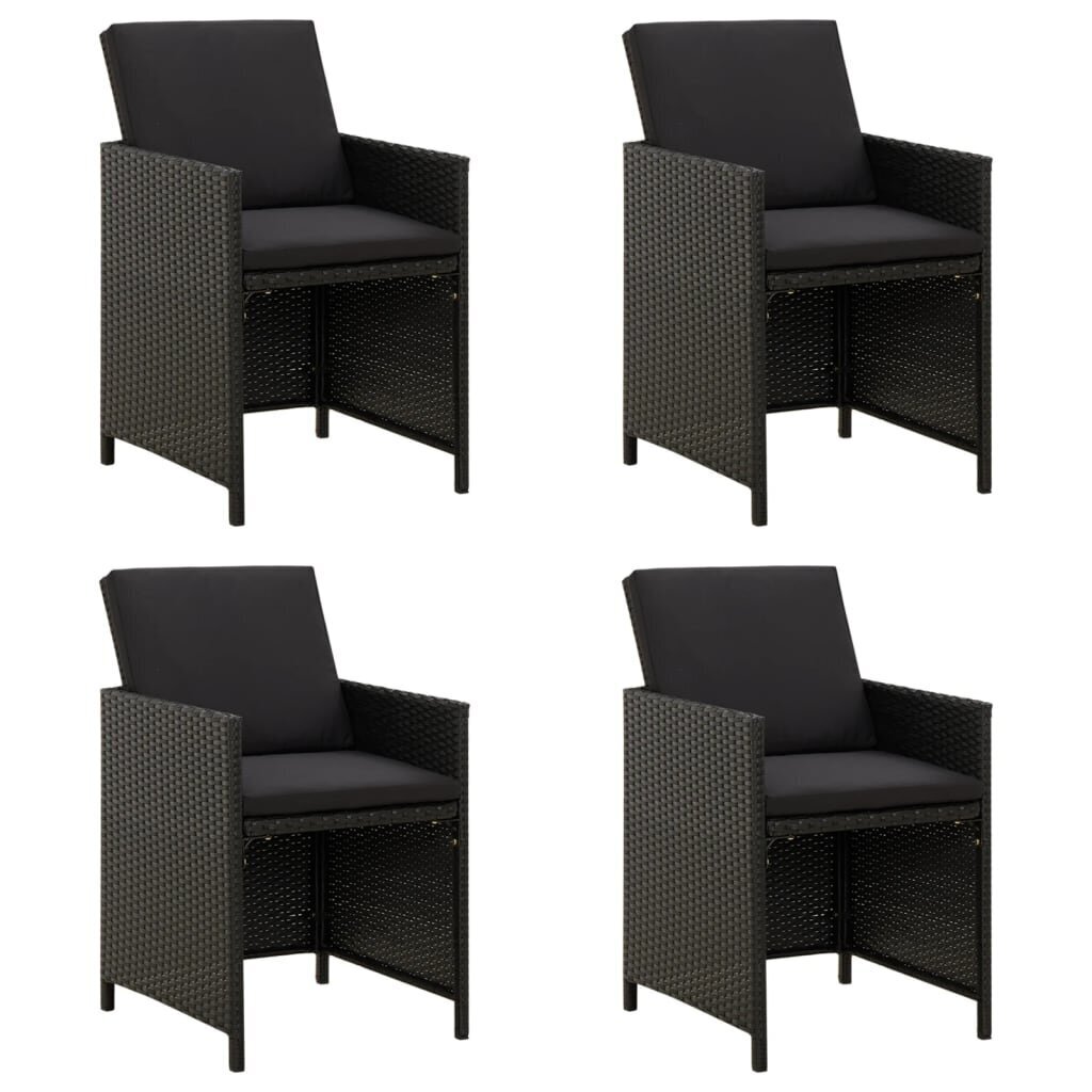 vidaXL Puutarhatuolit tyynyillä 4 kpl polyrottinki musta hinta ja tiedot | Puutarhatuolit | hobbyhall.fi