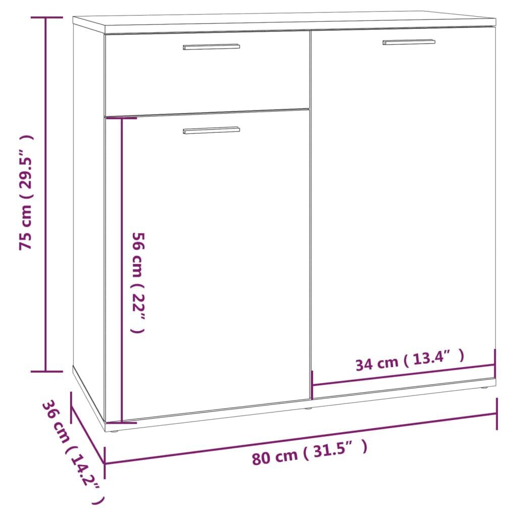 vidaXL Senkki savutammi 80x36x75 cm tekninen puu hinta ja tiedot | Olohuoneen kaapit ja lipastot | hobbyhall.fi