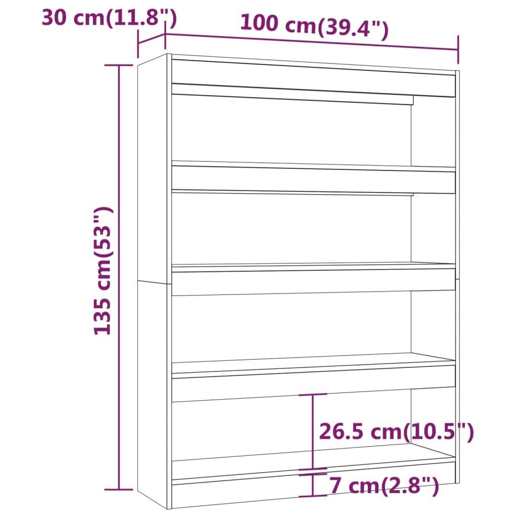 vidaXL Kirjahylly/tilanjakaja betoninharmaa 100x30x135 cm hinta ja tiedot | Hyllyt | hobbyhall.fi