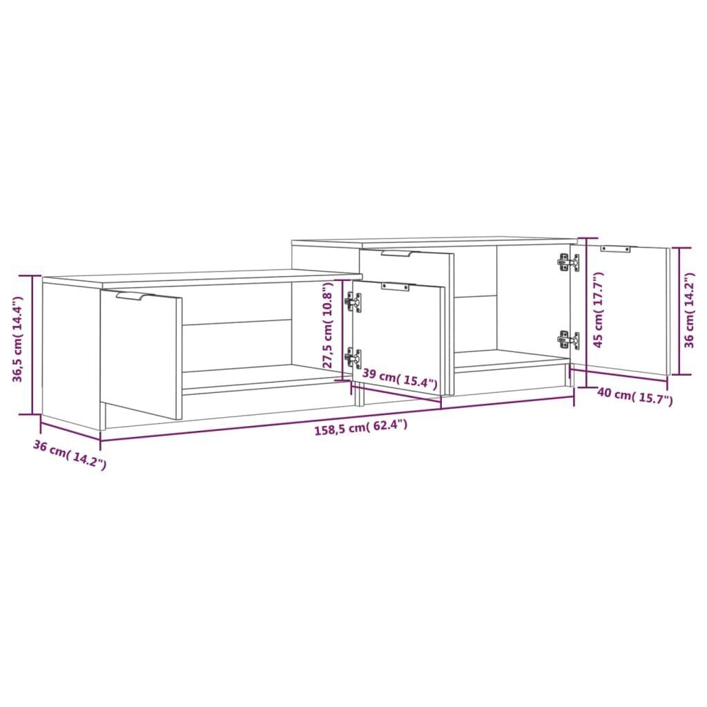 vidaXL TV-taso valkoinen 158,5x36x45 cm tekninen puu hinta ja tiedot | TV-tasot | hobbyhall.fi