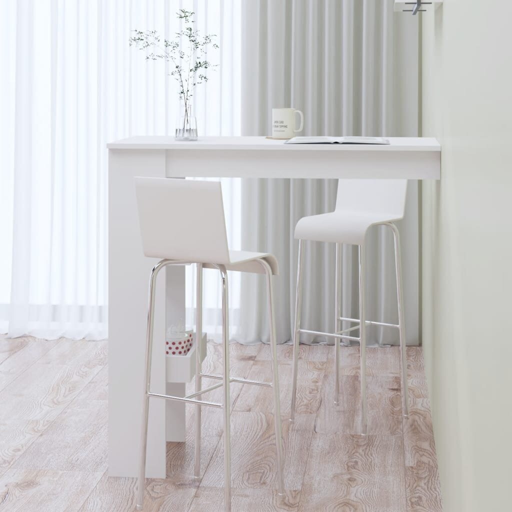 vidaXL Seinäkiinnitettävä baaripöytä valk. 102x45x103,5cm tekninen puu hinta ja tiedot | Ruokapöydät | hobbyhall.fi