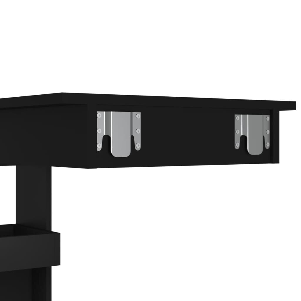 vidaXL Seinäkiinnitettävä baaripöytä musta 102x45x103,5cm tekninen puu hinta ja tiedot | Ruokapöydät | hobbyhall.fi