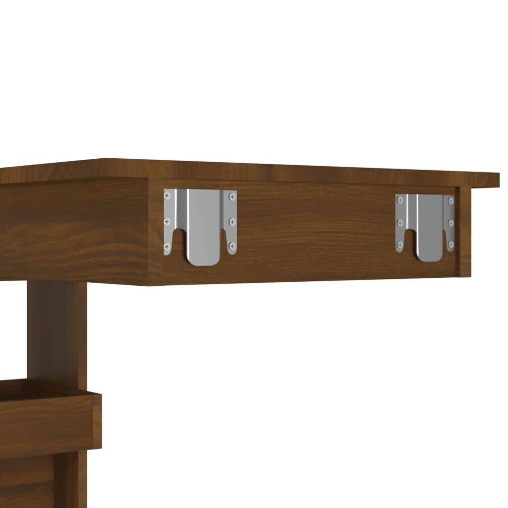 vidaXL Seinäkiinnitettävä baaripöytä rusk. 102x45x103,5cm tekninen puu hinta ja tiedot | Ruokapöydät | hobbyhall.fi