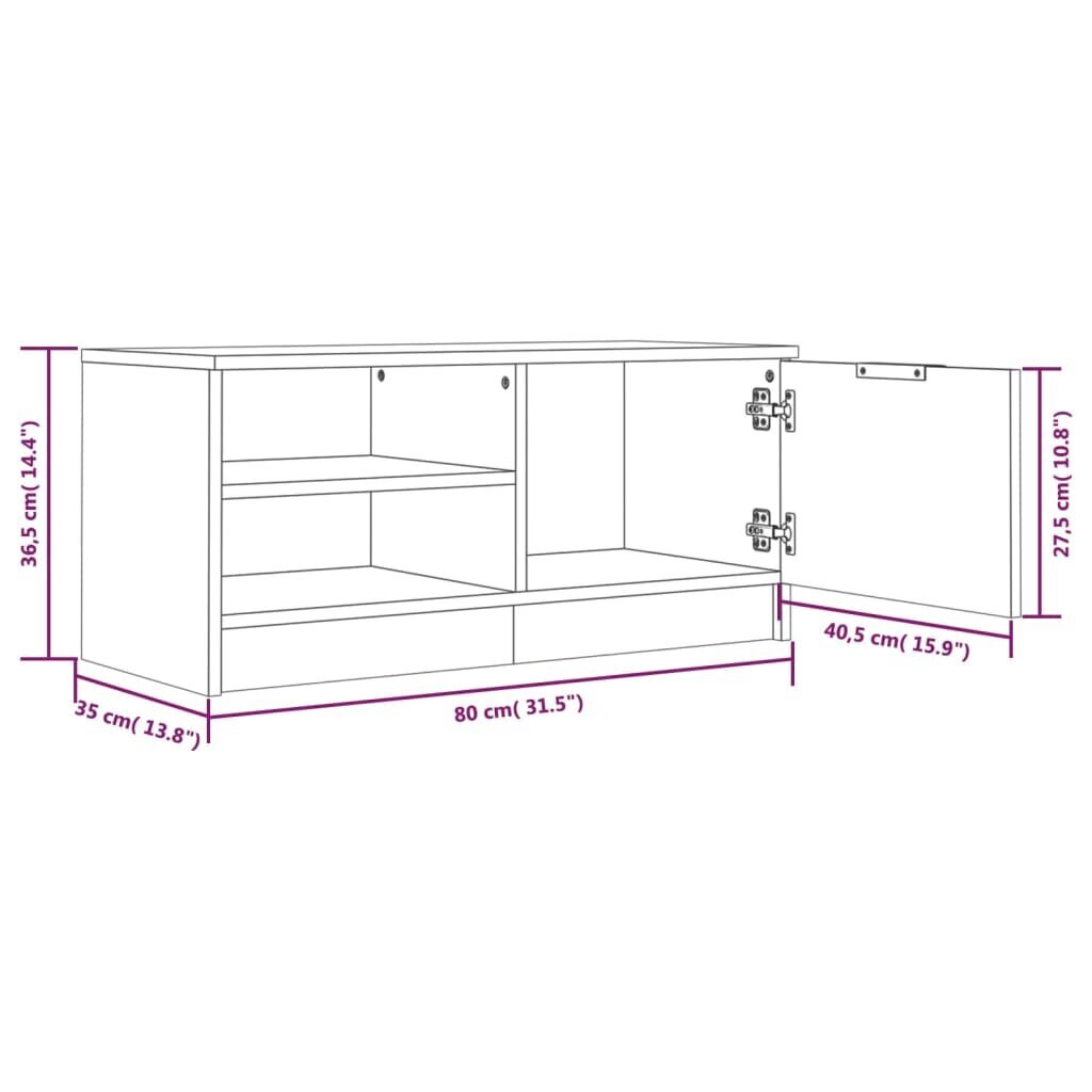 vidaXL TV-tasot 2 kpl Sonoma-tammi 80x35x36,5 cm tekninen puu hinta ja tiedot | TV-tasot | hobbyhall.fi