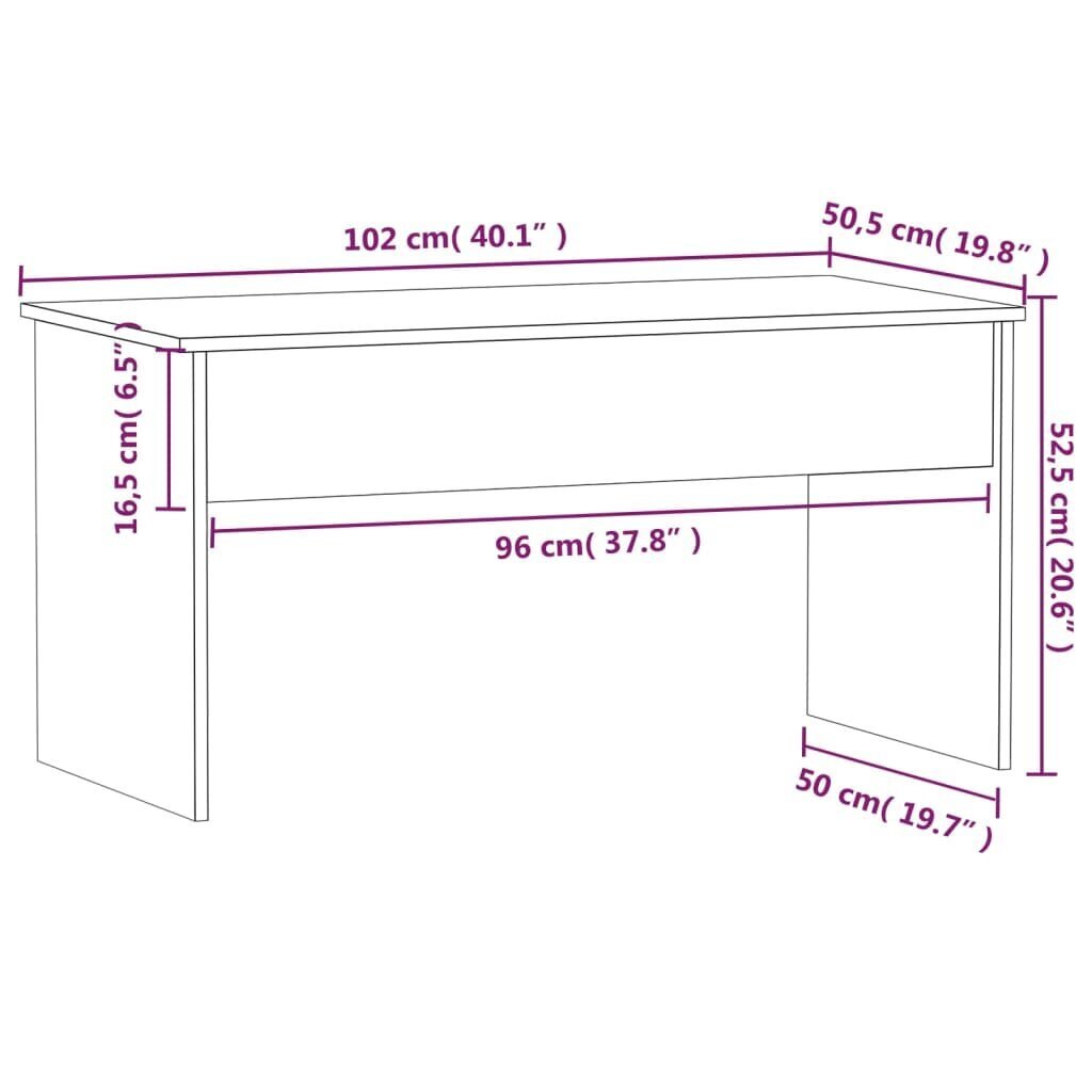 vidaXL Sohvapöytä korkeakiilto valkoinen 102x50,5x52,5 cm tekninen puu hinta ja tiedot | Sohvapöydät | hobbyhall.fi