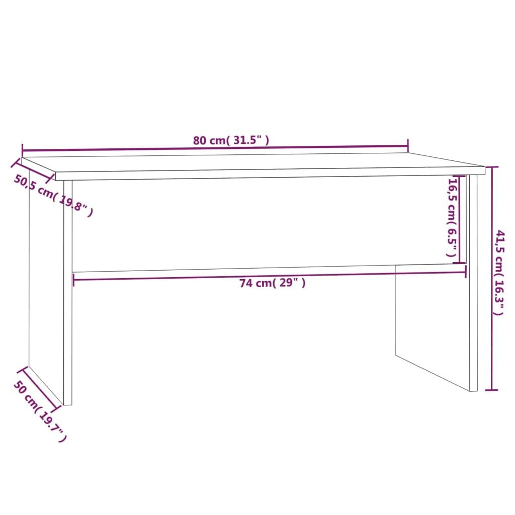 vidaXL Sohvapöytä Sonoma-tammi 80x50,5x41,5 cm tekninen puu hinta ja tiedot | Sohvapöydät | hobbyhall.fi