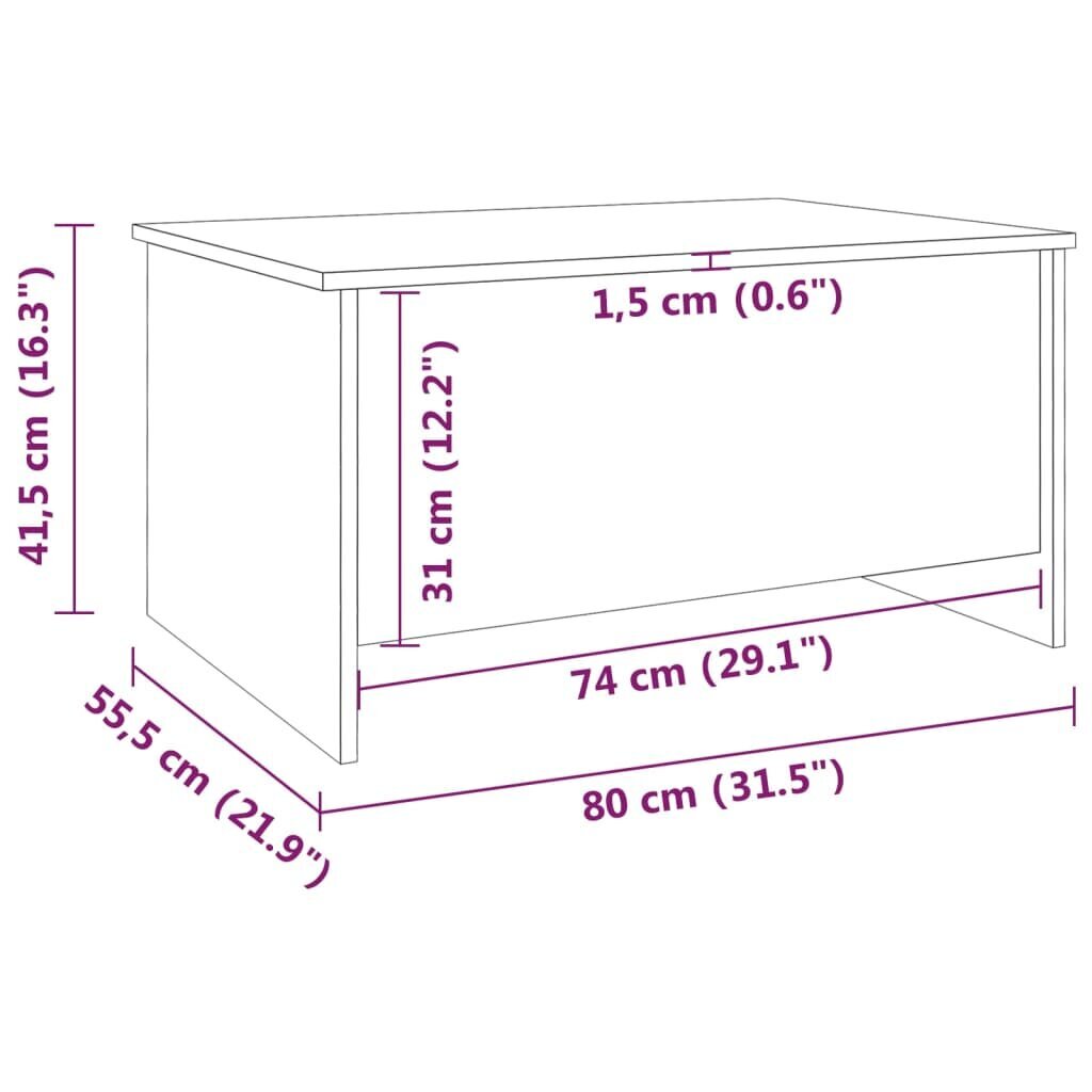 vidaXL Sohvapöytä Sonoma-tammi 80x55,5x41,5 cm tekninen puu hinta ja tiedot | Sohvapöydät | hobbyhall.fi