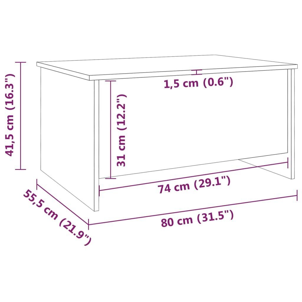 vidaXL Sohvapöytä korkeakiilto valkoinen 80x55,5x41,5 cm tekninen puu hinta ja tiedot | Sohvapöydät | hobbyhall.fi