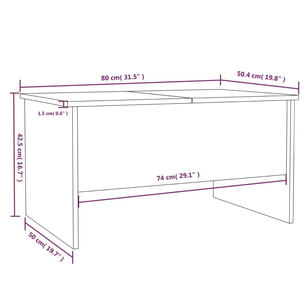 vidaXL Sohvapöytä betoninharmaa 80x50x42,5 cm tekninen puu hinta ja tiedot | Sohvapöydät | hobbyhall.fi