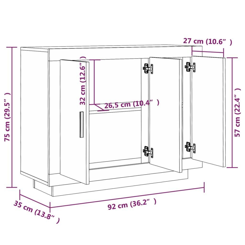 vidaXL Senkki Sonoma-tammi 92x35x75 cm tekninen puu hinta ja tiedot | Olohuoneen kaapit ja lipastot | hobbyhall.fi