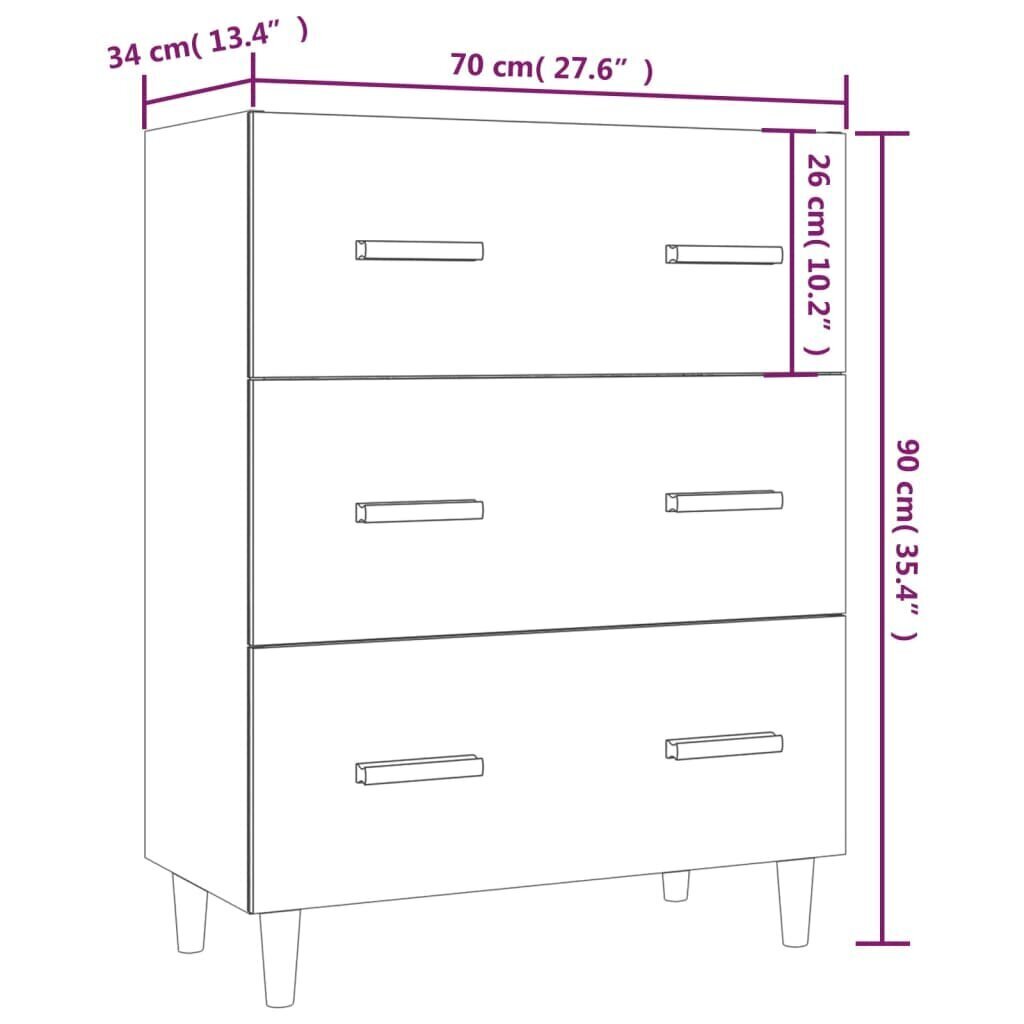 vidaXL Senkki Sonoma-tammi 70x34x90 cm tekninen puu hinta ja tiedot | Olohuoneen kaapit ja lipastot | hobbyhall.fi