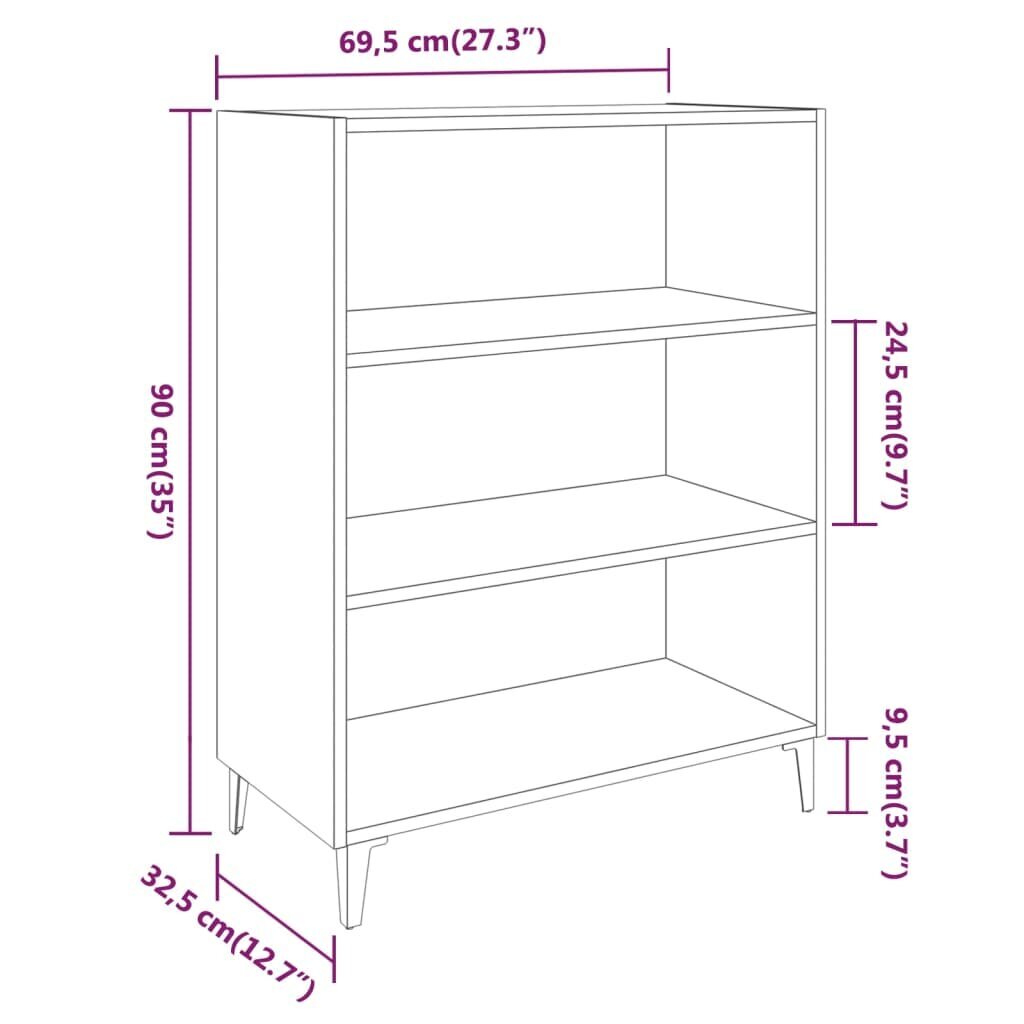 vidaXL Senkki korkeakiilto valkoinen 69,5x32,5x90 cm tekninen puu hinta ja tiedot | Olohuoneen kaapit ja lipastot | hobbyhall.fi