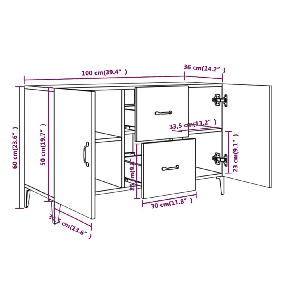 vidaXL Senkki Sonoma-tammi 100x36x60 cm tekninen puu hinta ja tiedot | Olohuoneen kaapit ja lipastot | hobbyhall.fi