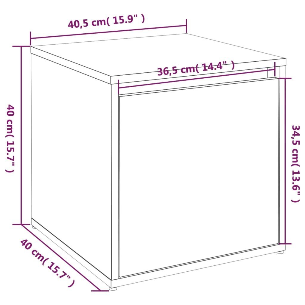 vidaXL Säilytyslaatikko korkeakiilto valk. 40,5x40x40 cm tekninen puu hinta ja tiedot | Säilytyslaatikot ja -korit | hobbyhall.fi