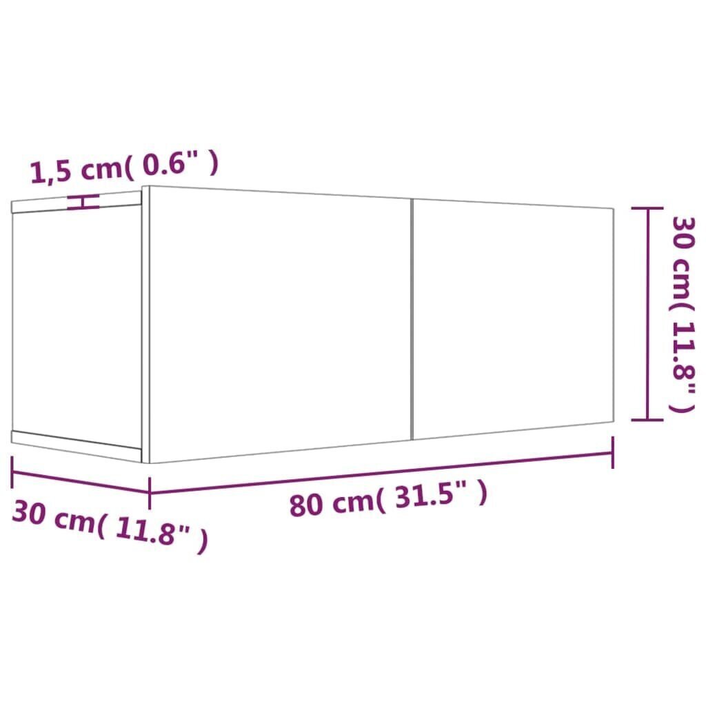 vidaXL TV-taso harmaa Sonoma 80x30x30 cm tekninen puu hinta ja tiedot | TV-tasot | hobbyhall.fi