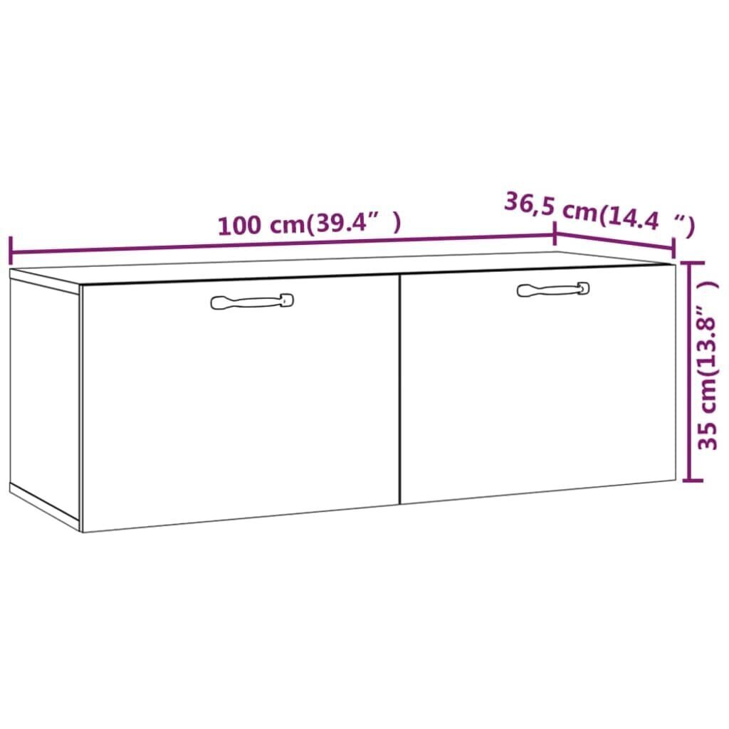 vidaXL Seinäkaappi musta 100x36,5x35 cm tekninen puu hinta ja tiedot | Olohuoneen kaapit ja lipastot | hobbyhall.fi