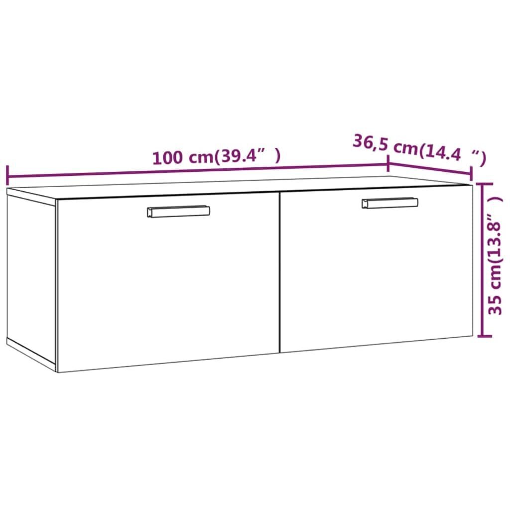 vidaXL Seinäkaappi harmaa Sonoma 100x36,5x35 cm tekninen puu hinta ja tiedot | Olohuoneen kaapit ja lipastot | hobbyhall.fi