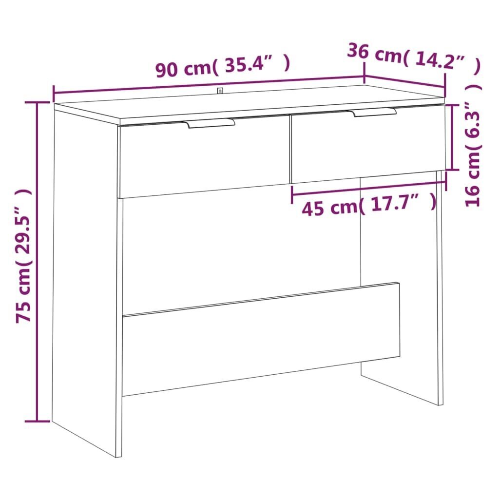 vidaXL Konsolipöytä savutammi 90x36x75 cm tekninen puu hinta ja tiedot | Sivupöydät | hobbyhall.fi