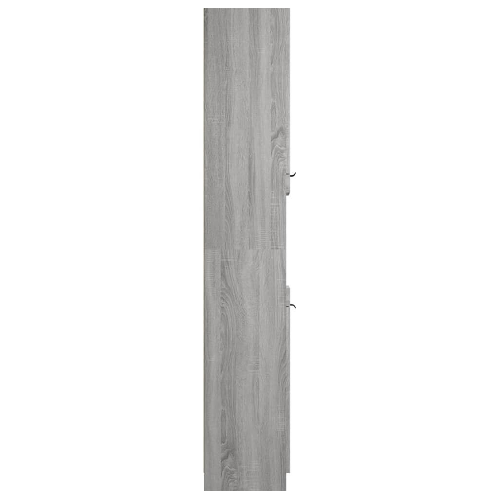 vidaXL Kylpyhuoneen kaappi harmaa Sonoma 32x34x188,5 cm tekninen puu hinta ja tiedot | Kylpyhuonekaapit | hobbyhall.fi
