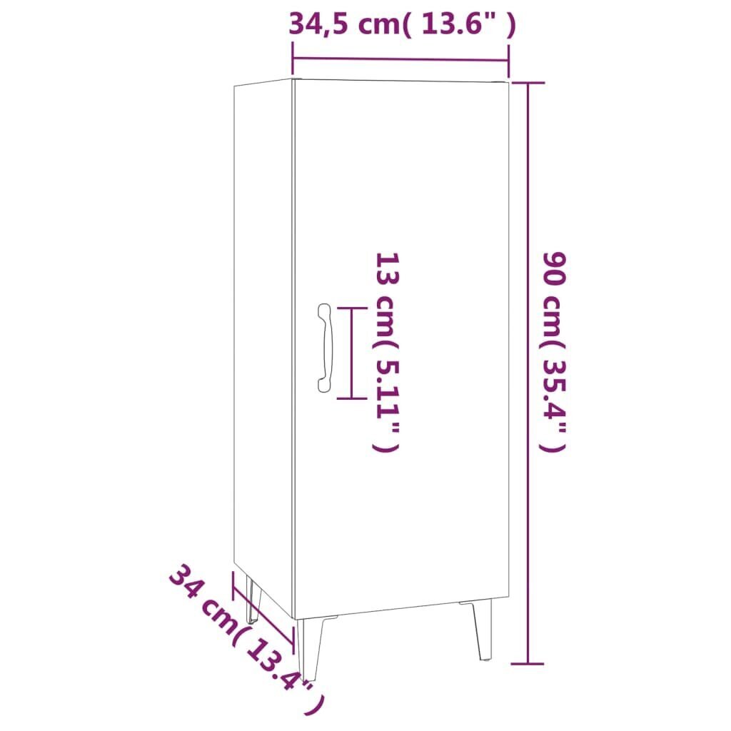 vidaXL Senkki korkeakiilto valkoinen 34,5x34x90 cm tekninen puu hinta ja tiedot | Olohuoneen kaapit ja lipastot | hobbyhall.fi