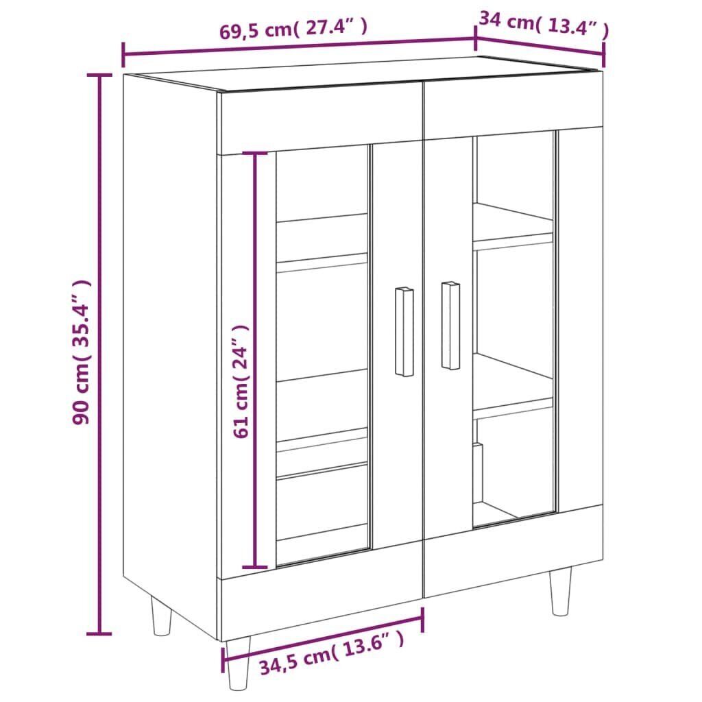 vidaXL Senkki korkeakiilto valkoinen 69,5x34x90 cm tekninen puu hinta ja tiedot | Olohuoneen kaapit ja lipastot | hobbyhall.fi