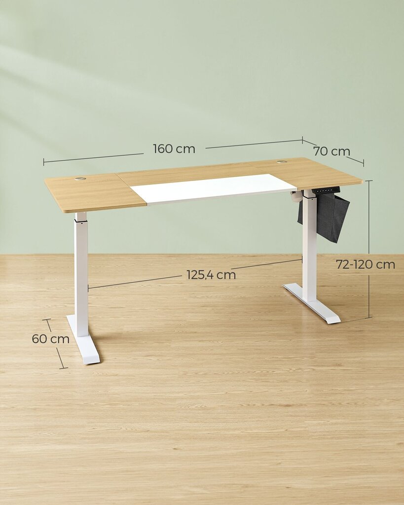 Työpöytä Songmics, 70x160x120 cm, beige hinta ja tiedot | Tietokonepöydät ja työpöydät | hobbyhall.fi
