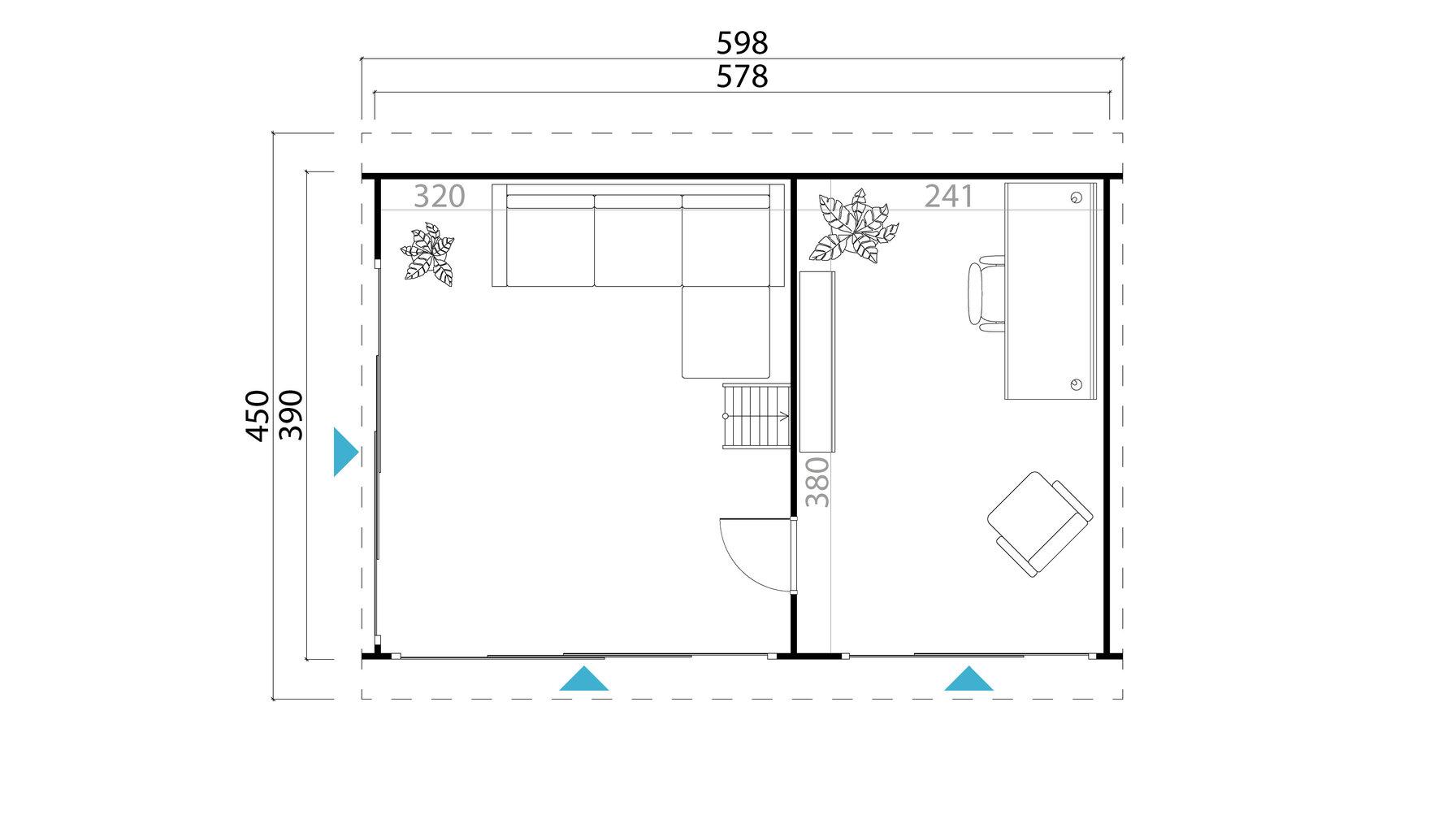Vierasmaja Murano3 21,6 m² makuukerroksella ja alumiinirunkoisilla liukuovilla hinta ja tiedot | Piharakennukset | hobbyhall.fi
