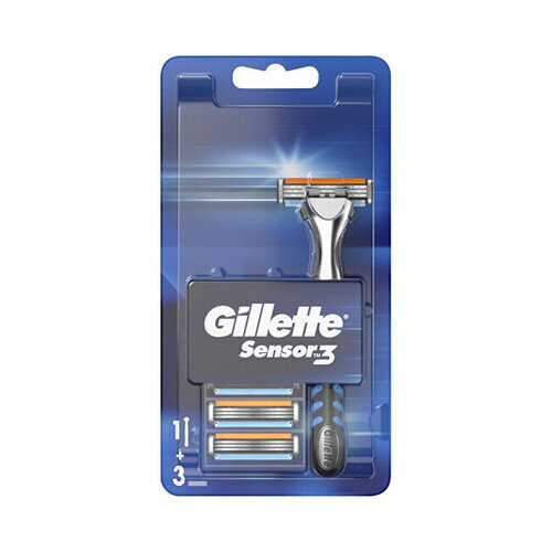 Miesten partaveitsi Gillette Sensor 3, kynä + 3 kasetit hinta ja tiedot | Parranajo ja karvanpoisto | hobbyhall.fi