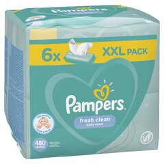 Kosteuspyyhkeet Pampers FreshClean, 6x80 kpl hinta ja tiedot | Vauvojen kosteuspyyhkeet | hobbyhall.fi