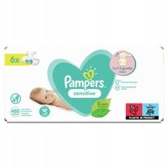 Kosteuspyyhkeet Pampers Sensitive, 6x80 kpl hinta ja tiedot | Vauvojen kosteuspyyhkeet | hobbyhall.fi