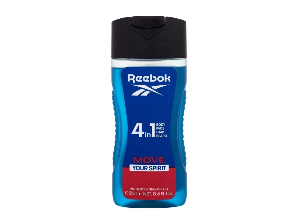 Suihkugeeli Reebok Move Your Spirit miehille, 250 ml hinta ja tiedot | Suihkusaippuat ja suihkugeelit | hobbyhall.fi