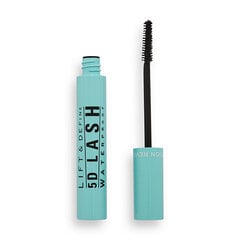 Vedenkestävä ripsiväri Makeup Revolution 5d Lash Waterproof Mascara Super Black, 14 ml hinta ja tiedot | Silmämeikit | hobbyhall.fi
