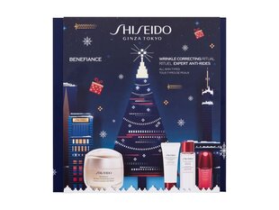 Kasvojenhoitosetti Shiseido Benefiance Holiday Kit naisille: kerma Anti-Wrinkle Smoothing Cream, 50 ml + puhdistusvaahto Clarifying Cleansing Foam, 15 ml + kosteusemulsio Balancing Care Lotion, 30 ml + seerumi tiivistetty energisoiva aktivoiva seerumi, hinta ja tiedot | Kasvovoiteet | hobbyhall.fi