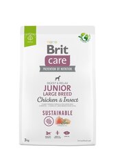 Brit Care Sustainable Junior Large Breed Chicken&Insect koiranruoka 3kg hinta ja tiedot | Brit Lemmikit | hobbyhall.fi