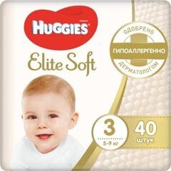 Huggies Elite Soft vaipat, koko 3, 5-9 kg, 40 kpl hinta ja tiedot | Vaipat | hobbyhall.fi